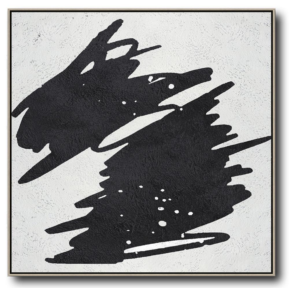 Minimal Black and White Painting #MN54A - Click Image to Close
